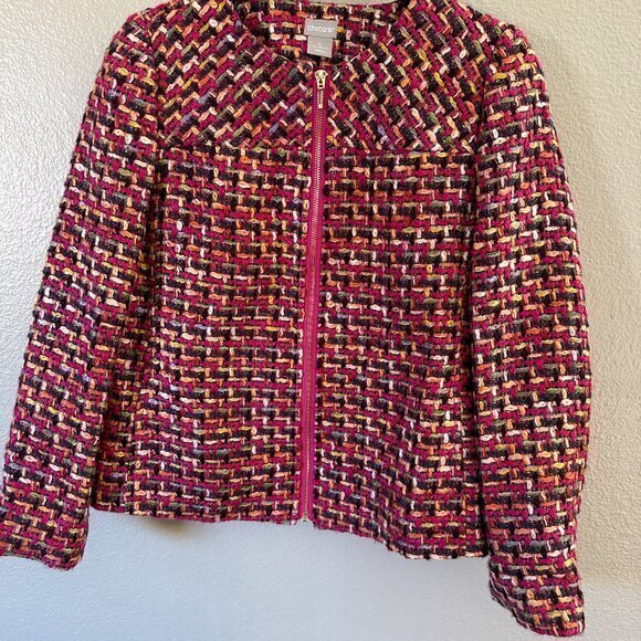 Chico's Zip Front Tweed Jacket   Size 4/6 - Picture 5 of 8